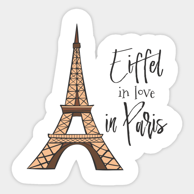 Eiffel in Love in Paris Sticker by Dreamy Panda Designs